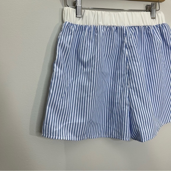 Blue White Stripe High Waist Pj Shorts 4 - Picture 5 of 8